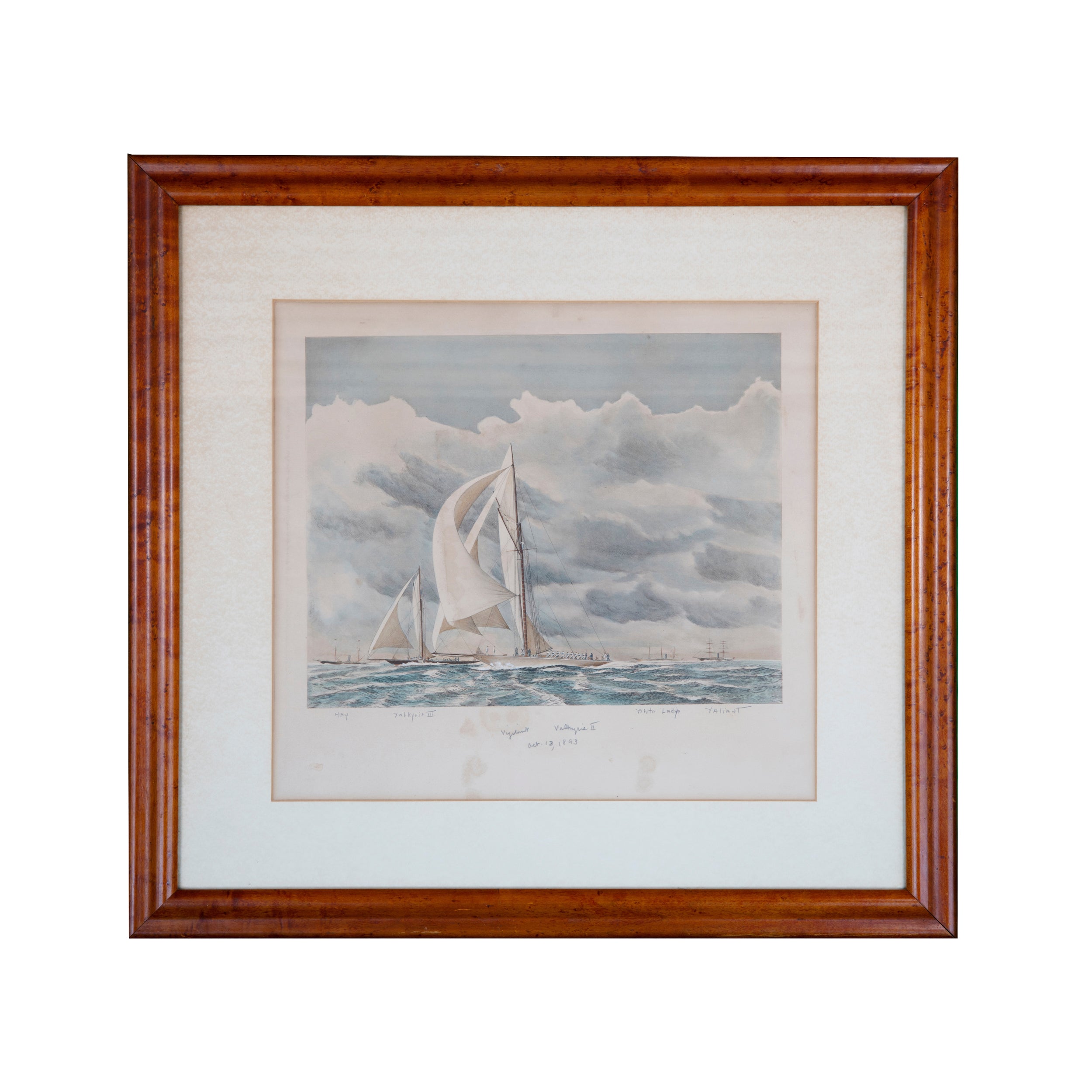 Framed Nautical Print: Valkyrie II & Valiant Racing Yachts (Oct 13, 1893)