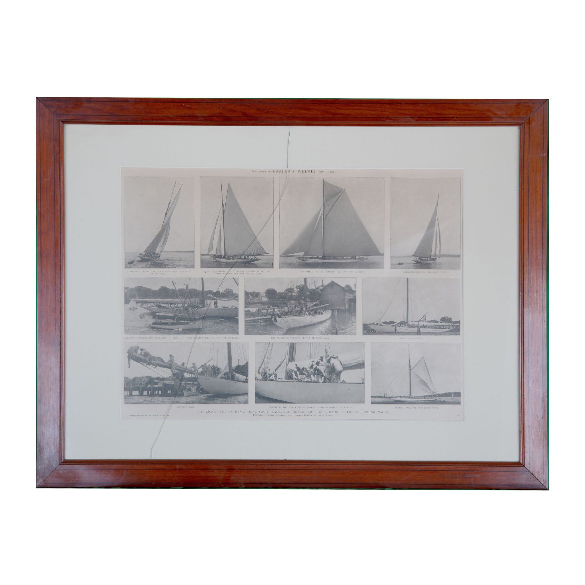 Vintage 1899 Harper's Weekly "America's Cup" Yacht Race Print