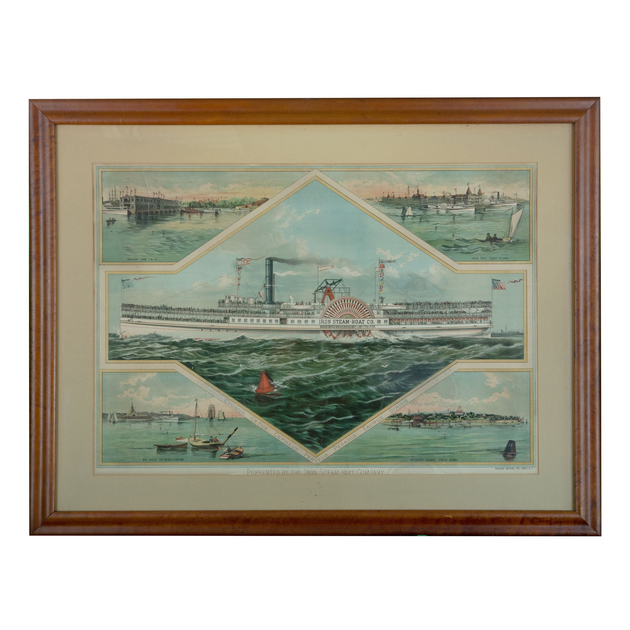 Vintage Framed Lithograph: Iron Steam-Boat Company of New York