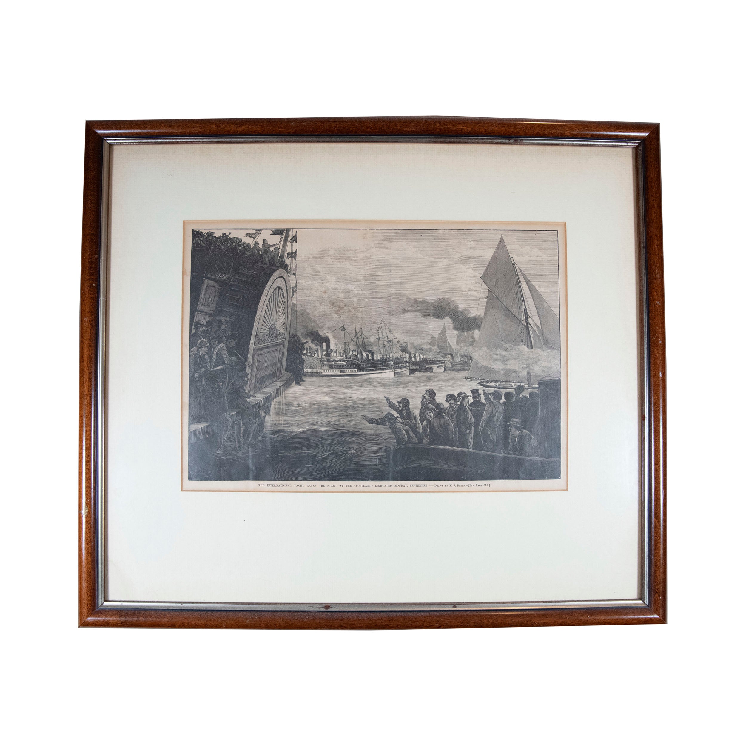 Antique 1885 Harper's Weekly Framed Print The International Yacht Races