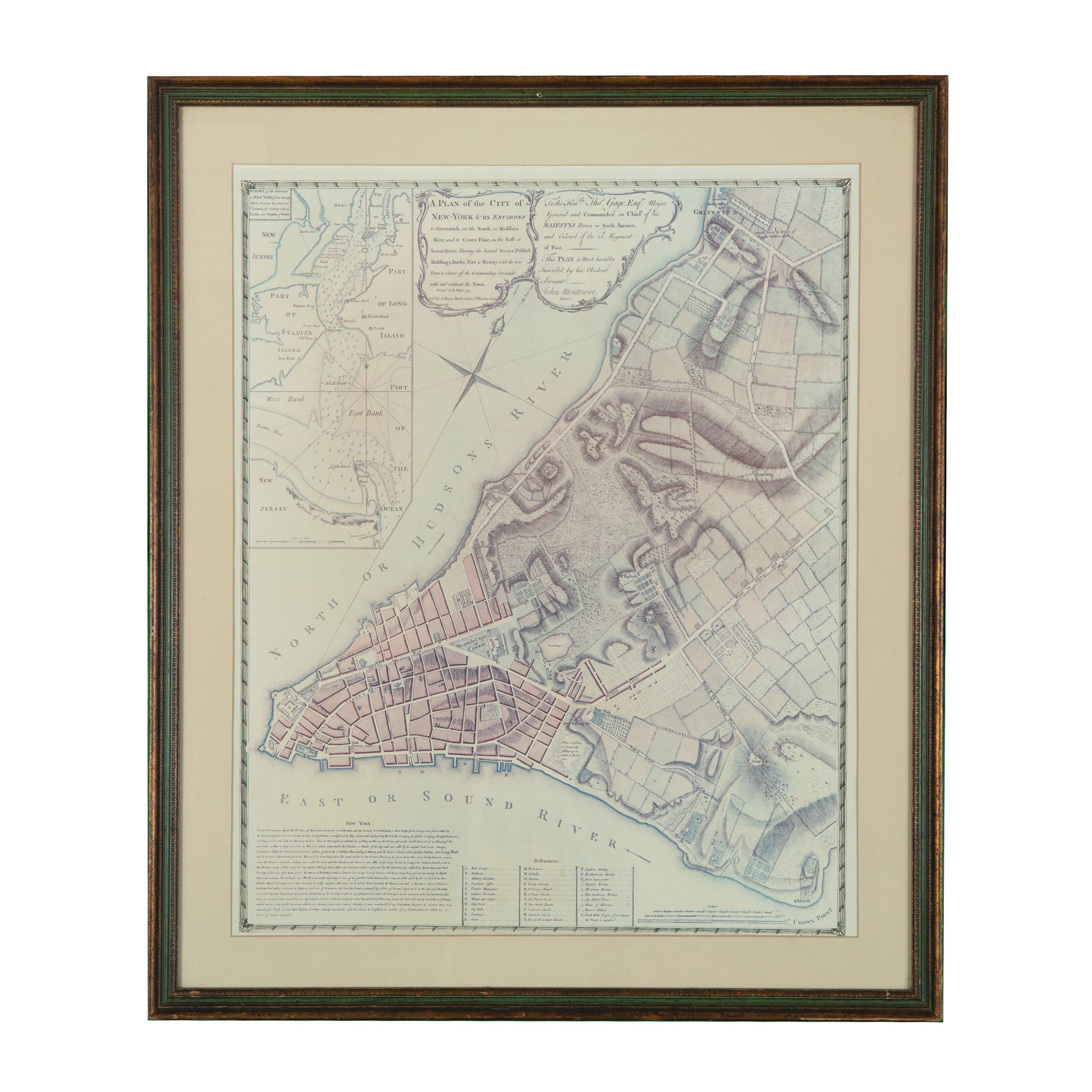 Antique Framed Plan of the City of New York Map Print