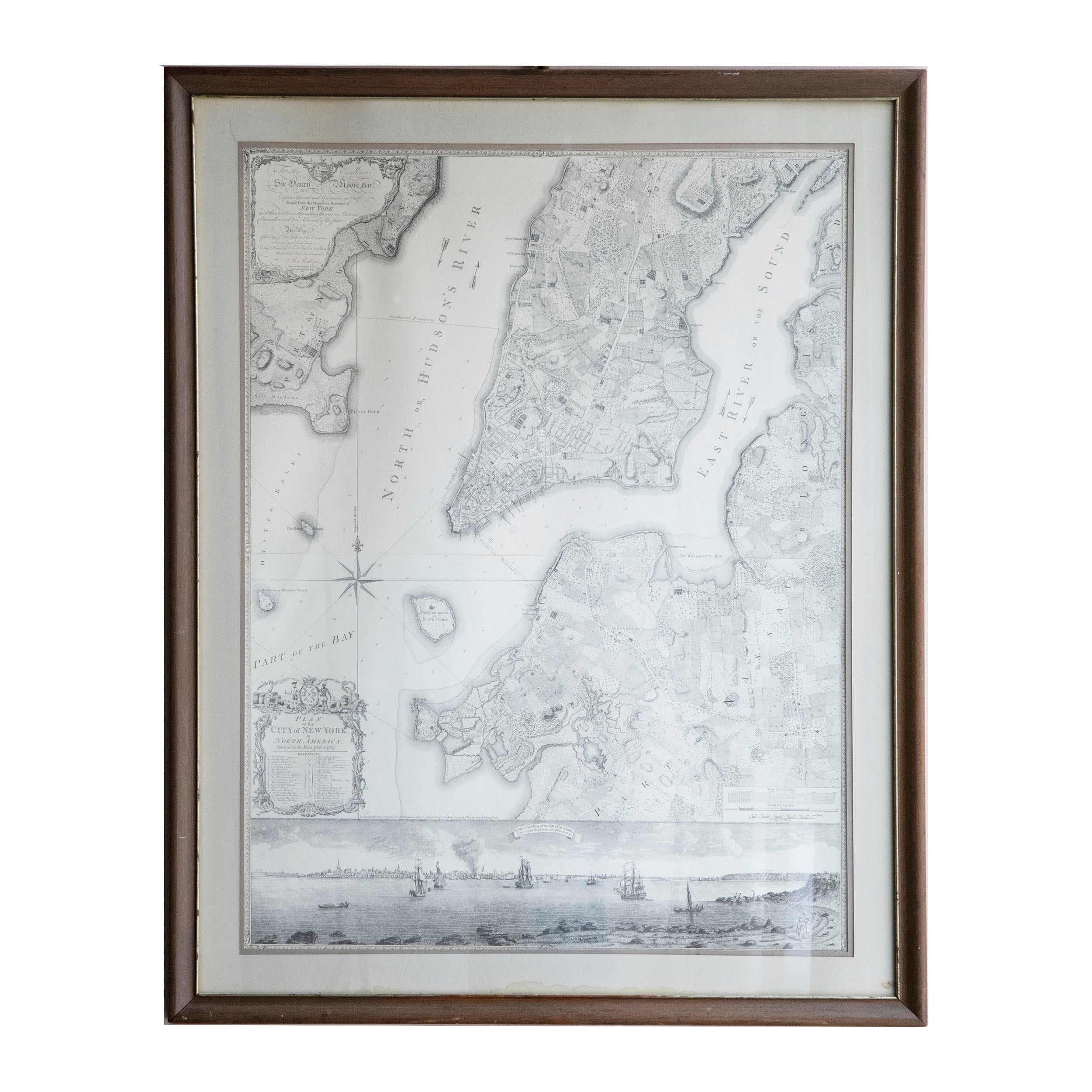 Framed 1776 Map of New York City and Southwest View