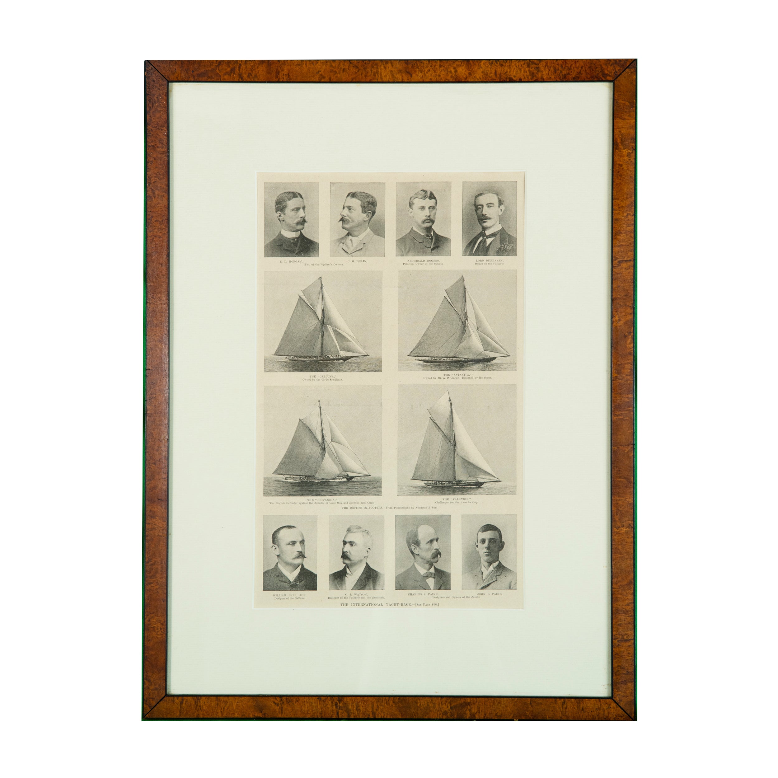 Framed Vintage Nautical Print Sailboats and Yachts men