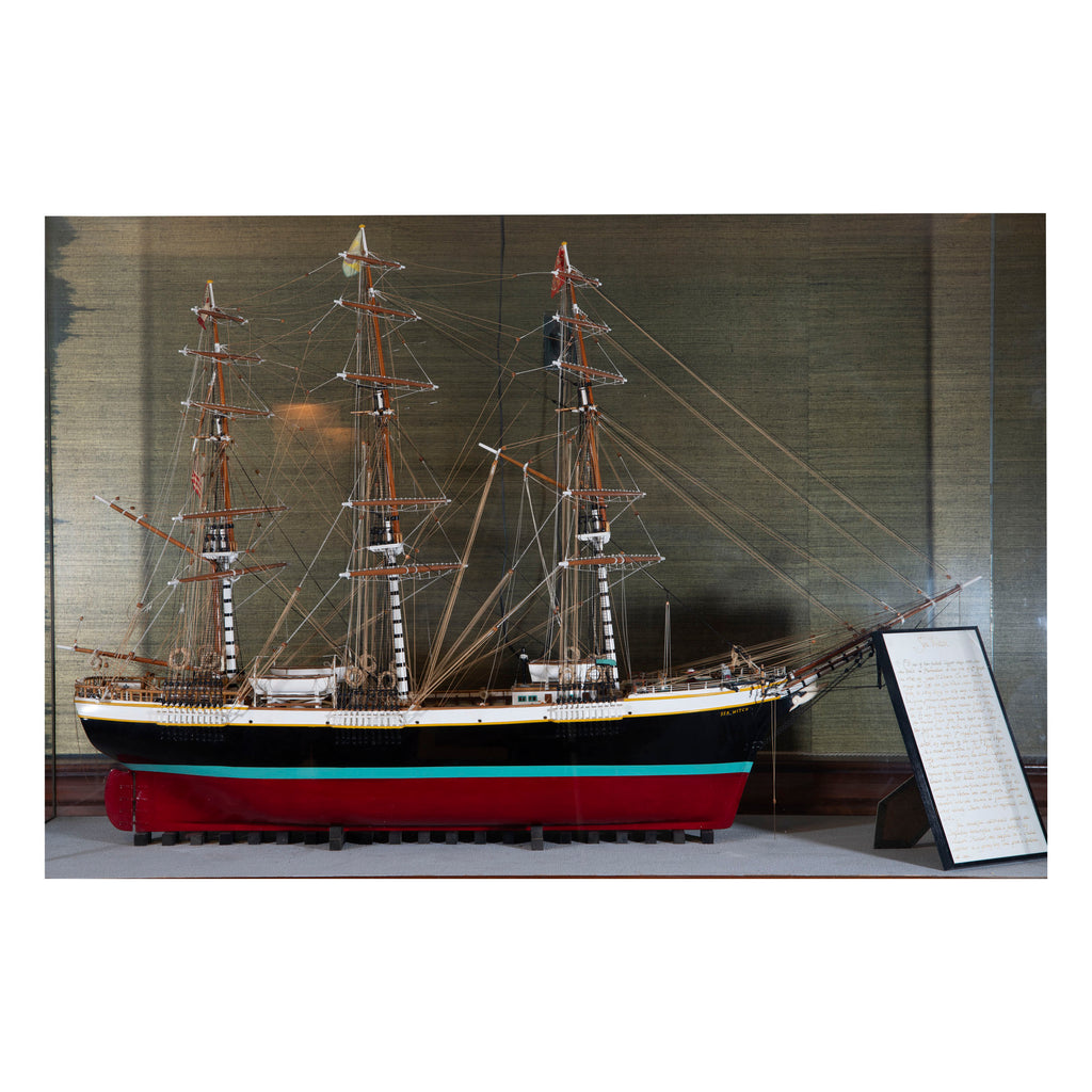 Handcrafted "Sea Witch" Clipper Ship Model with Custom Display Case & Stand