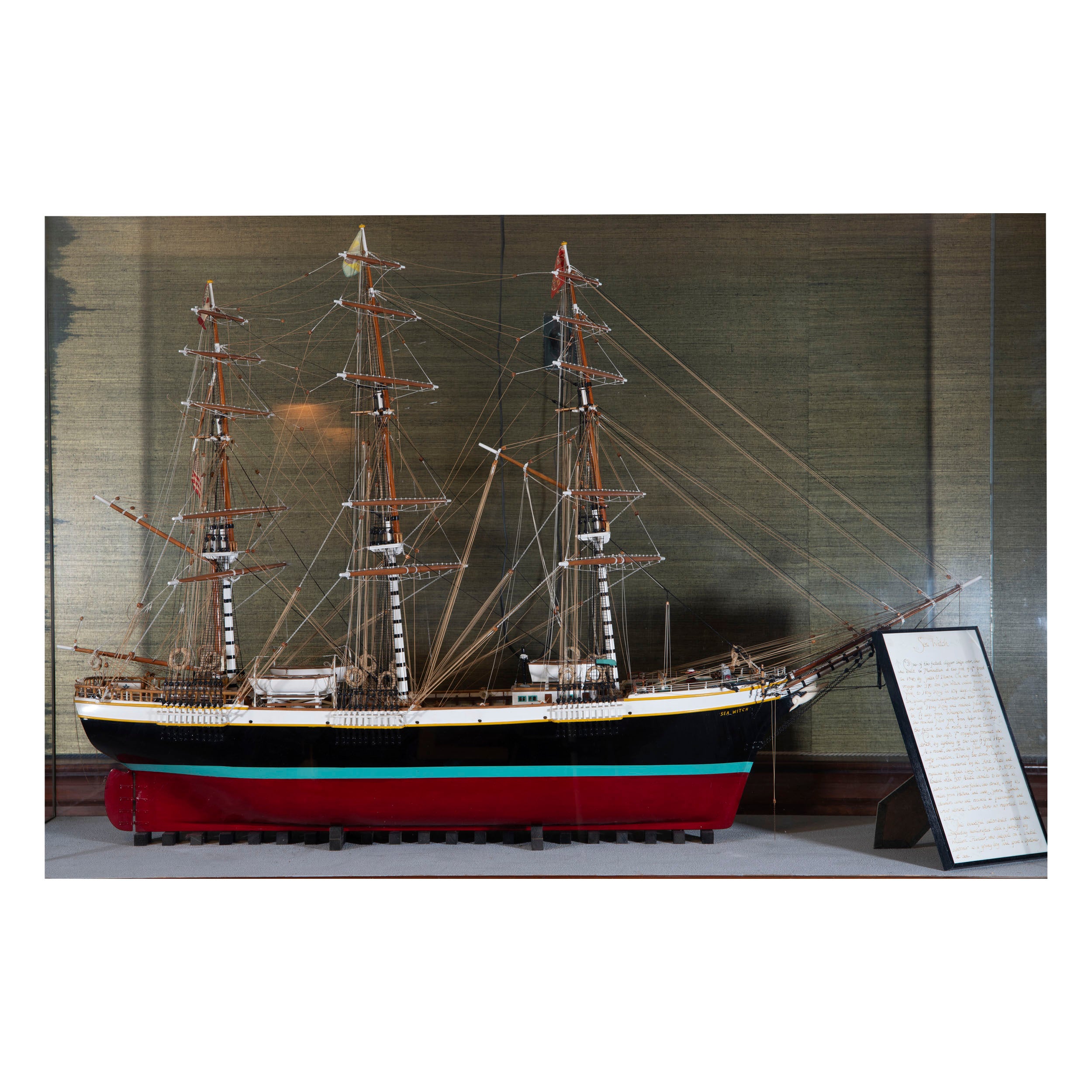 Handcrafted "Sea Witch" Clipper Ship Model with Custom Display Case & Stand