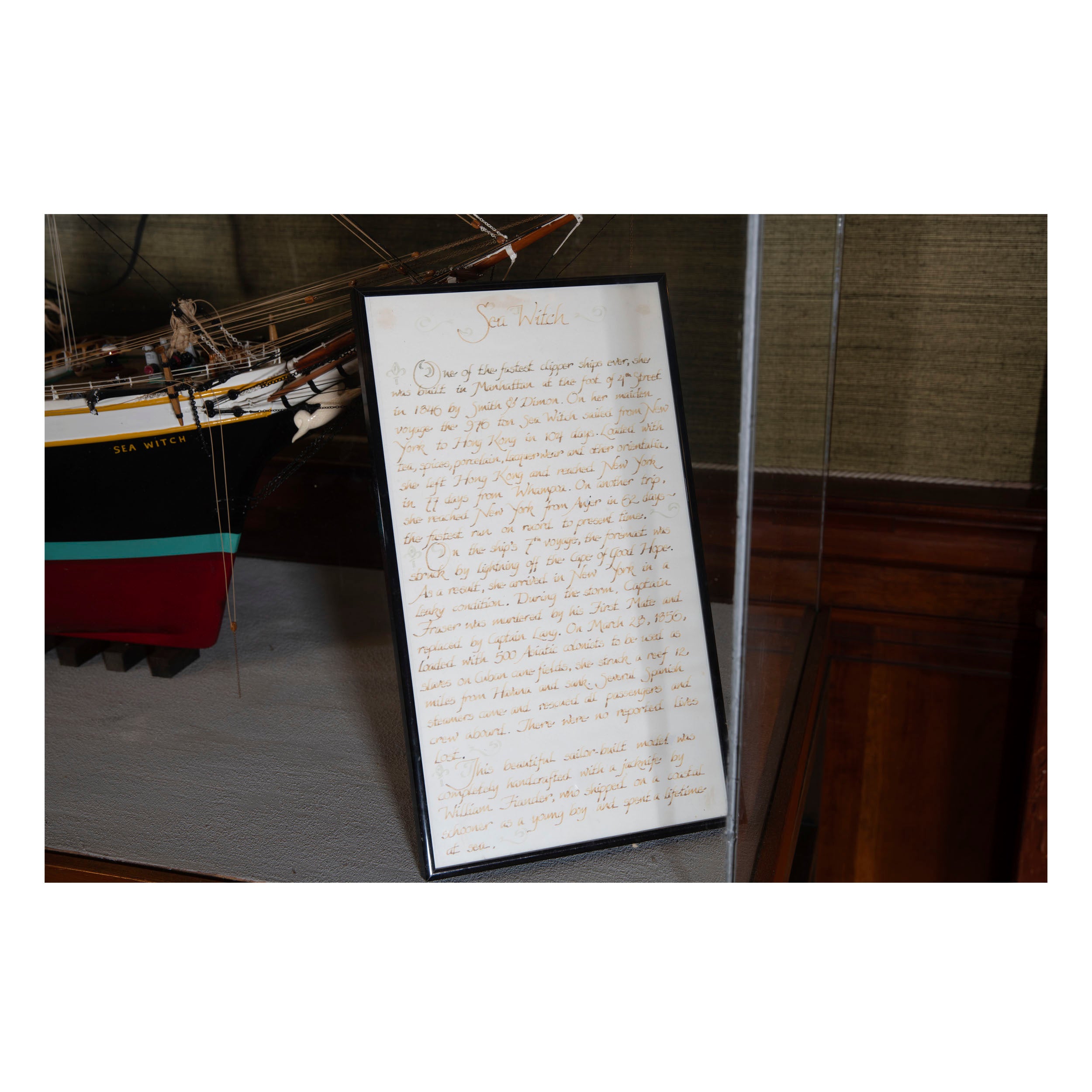 Handcrafted "Sea Witch" Clipper Ship Model with Custom Display Case & Stand