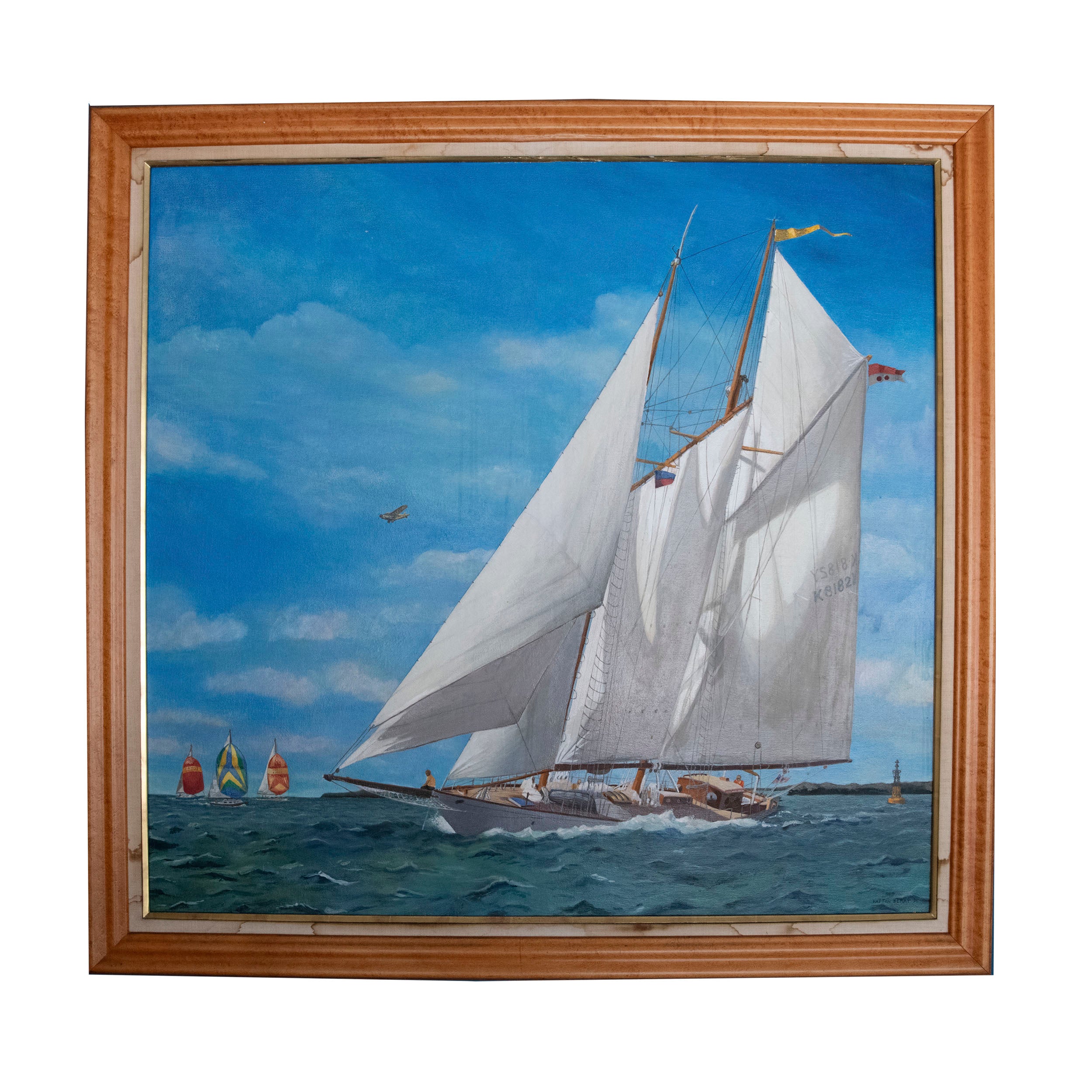 Original 1991 Sailboat Oil Painting by Hatton Berry
