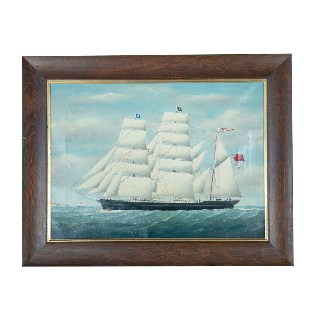 Vintage Ship Portrait Oil Painting British Clipper "Windrush"