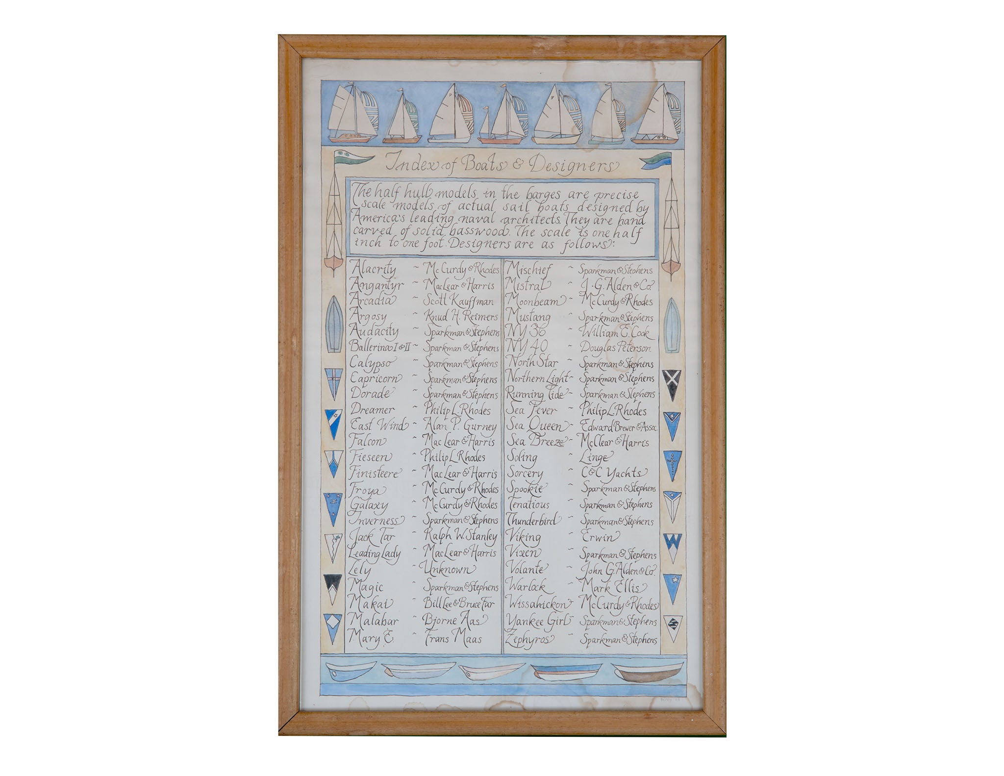 Vintage 1983 Nautical Calligraphy and Illustration