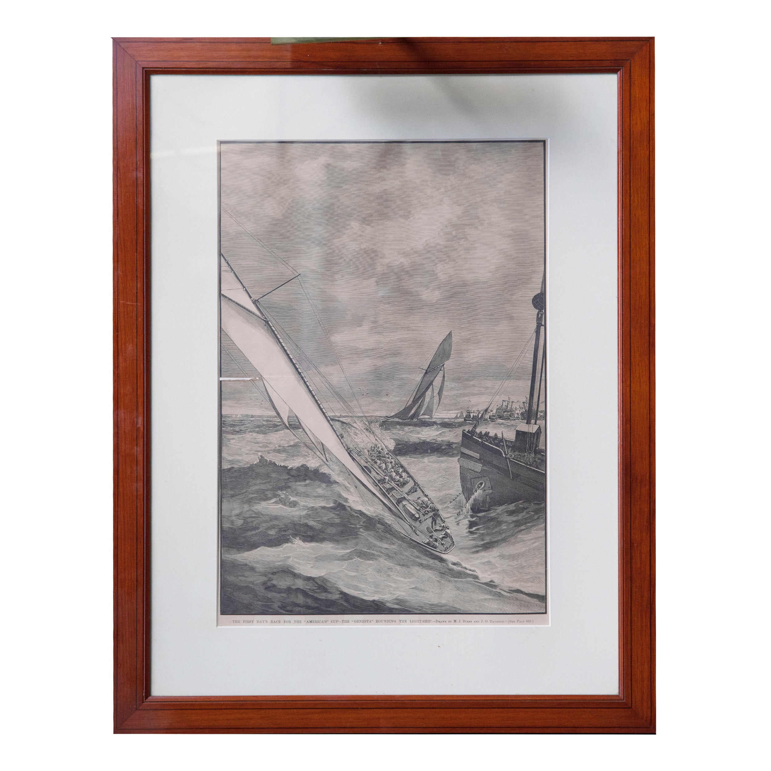 Vintage Harper's Weekly Print: "The Genesta" Bounding The Lightship