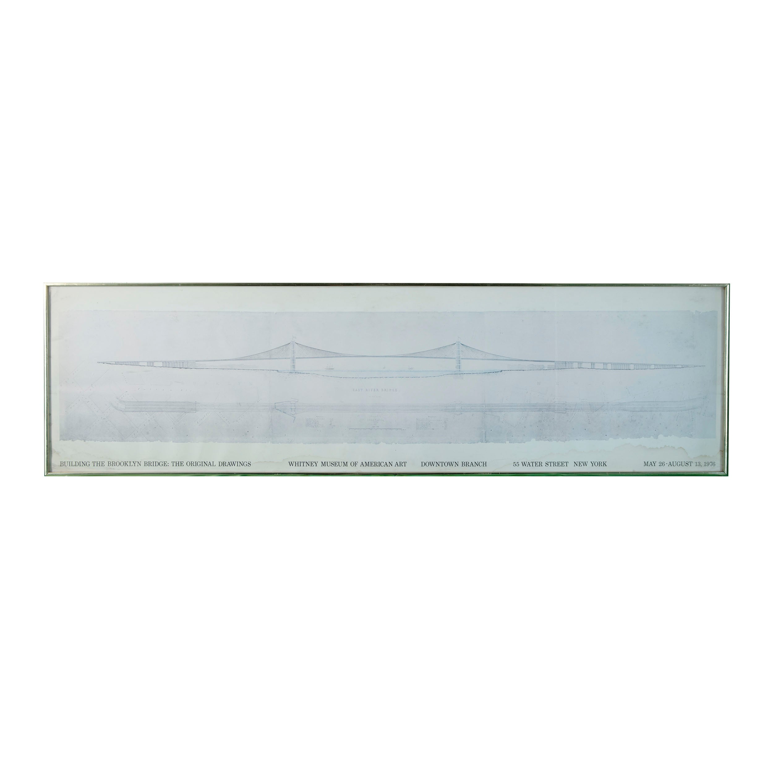 Vintage 1976 Whitney Museum Building the Brooklyn Bridge Framed Exhibition Print