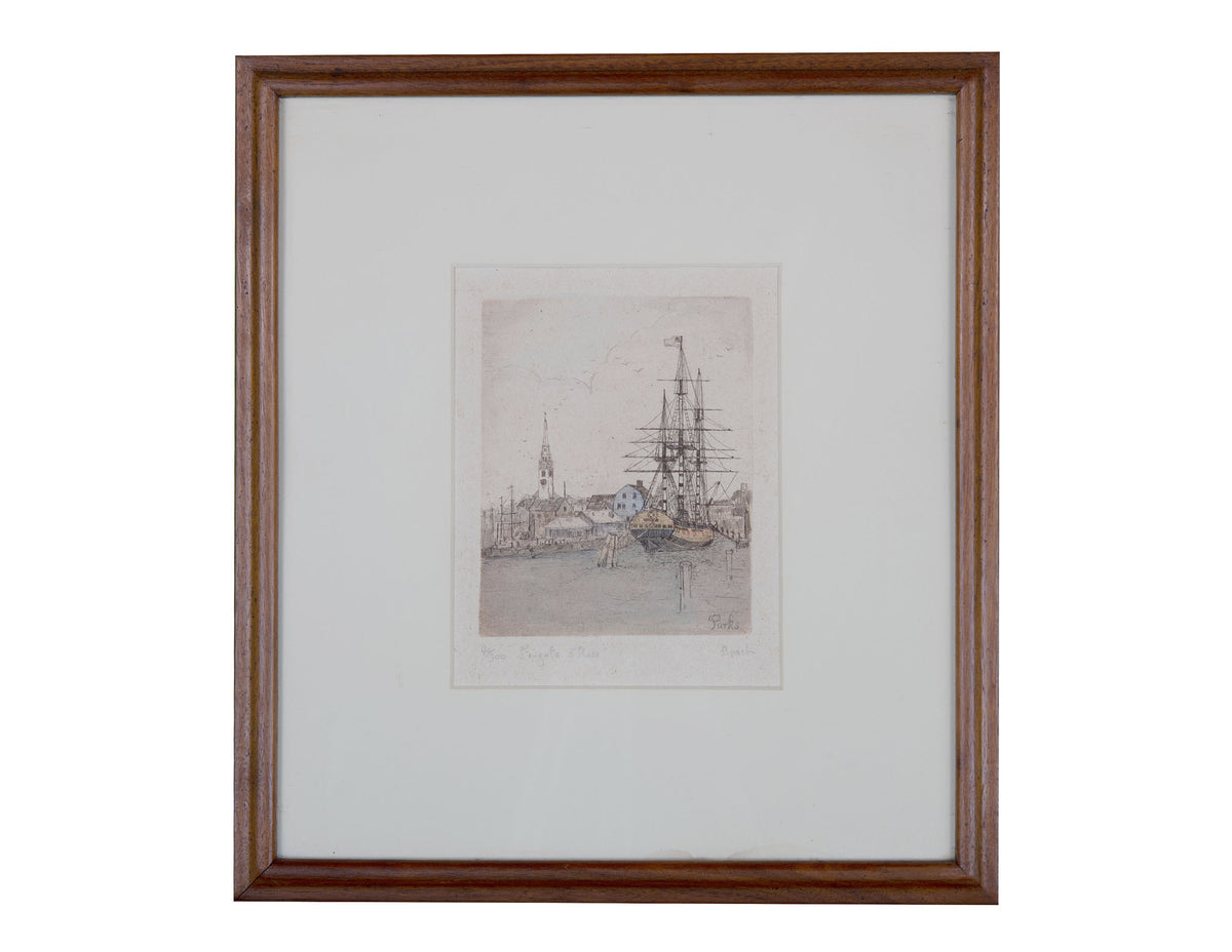 Vintage Framed Hand-Colored Engraving: Frigate "Rose" (Limited Edition)