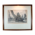 Vintage Framed Print Blue Fishing by M.J. Burns