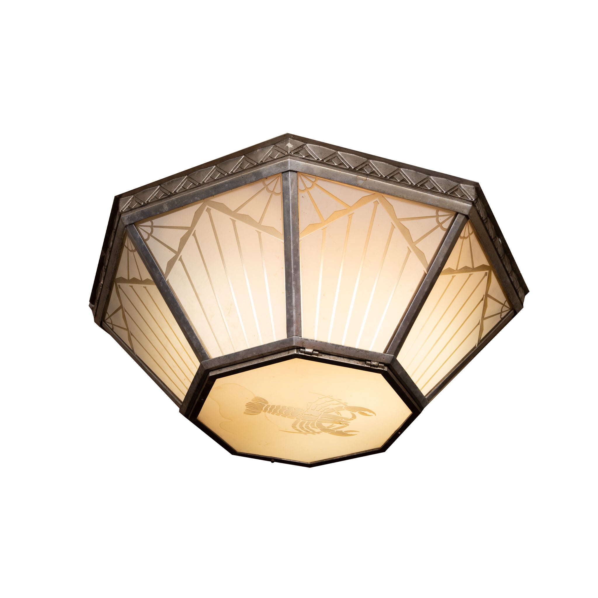 Custom Art Deco Style Nautical Ceiling Fixture by Ann Morris