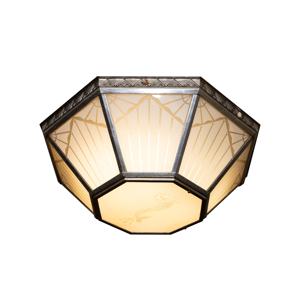 Custom Art Deco Style Nautical Ceiling Fixture by Ann Morris